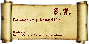Benedikty Nimród névjegykártya